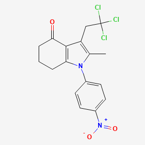 molecular formula C17H15Cl3N2O3 B3500259 2-methyl-1-(4-nitrophenyl)-3-(2,2,2-trichloroethyl)-1,5,6,7-tetrahydro-4H-indol-4-one 