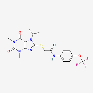 molecular formula C19H20F3N5O4S B3500264 2-[(7-isopropyl-1,3-dimethyl-2,6-dioxo-2,3,6,7-tetrahydro-1H-purin-8-yl)thio]-N-[4-(trifluoromethoxy)phenyl]acetamide 