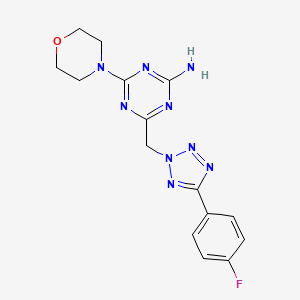 molecular formula C15H16FN9O B3500320 4-{[5-(4-fluorophenyl)-2H-tetrazol-2-yl]methyl}-6-morpholin-4-yl-1,3,5-triazin-2-amine 