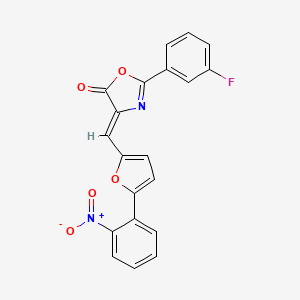 molecular formula C20H11FN2O5 B3500329 2-(3-fluorophenyl)-4-{[5-(2-nitrophenyl)-2-furyl]methylene}-1,3-oxazol-5(4H)-one 