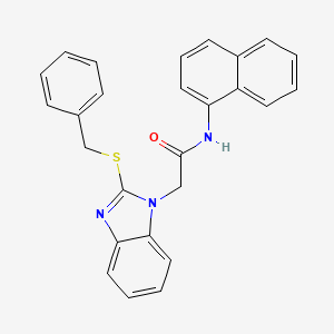 molecular formula C26H21N3OS B3500360 2-[2-(benzylthio)-1H-benzimidazol-1-yl]-N-1-naphthylacetamide 