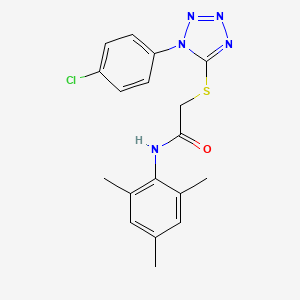 molecular formula C18H18ClN5OS B3500414 2-{[1-(4-chlorophenyl)-1H-tetrazol-5-yl]thio}-N-mesitylacetamide 
