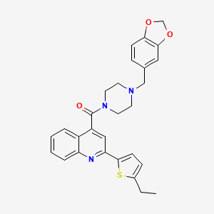 molecular formula C28H27N3O3S B3500419 4-{[4-(1,3-benzodioxol-5-ylmethyl)-1-piperazinyl]carbonyl}-2-(5-ethyl-2-thienyl)quinoline 