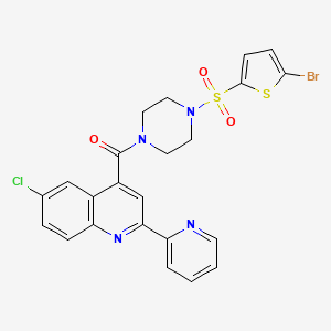 molecular formula C23H18BrClN4O3S2 B3500431 4-({4-[(5-bromo-2-thienyl)sulfonyl]-1-piperazinyl}carbonyl)-6-chloro-2-(2-pyridinyl)quinoline 