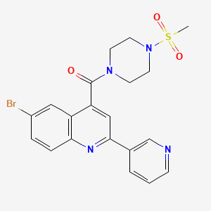 molecular formula C20H19BrN4O3S B3500443 6-bromo-4-{[4-(methylsulfonyl)-1-piperazinyl]carbonyl}-2-(3-pyridinyl)quinoline 