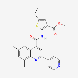 molecular formula C25H23N3O3S B3500453 methyl 2-({[6,8-dimethyl-2-(4-pyridinyl)-4-quinolinyl]carbonyl}amino)-5-ethyl-3-thiophenecarboxylate 