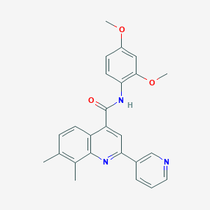 molecular formula C25H23N3O3 B3500459 N-(2,4-dimethoxyphenyl)-7,8-dimethyl-2-(3-pyridinyl)-4-quinolinecarboxamide 