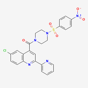 molecular formula C25H20ClN5O5S B3500465 6-chloro-4-({4-[(4-nitrophenyl)sulfonyl]-1-piperazinyl}carbonyl)-2-(2-pyridinyl)quinoline 