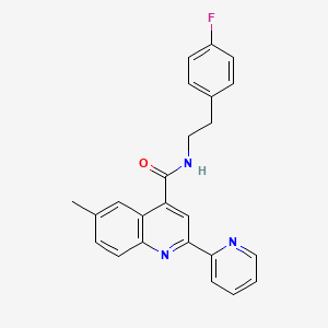 molecular formula C24H20FN3O B3500475 N-[2-(4-fluorophenyl)ethyl]-6-methyl-2-(2-pyridinyl)-4-quinolinecarboxamide 