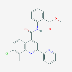 molecular formula C24H18ClN3O3 B3500495 methyl 2-({[7-chloro-8-methyl-2-(2-pyridinyl)-4-quinolinyl]carbonyl}amino)benzoate 