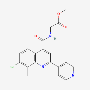 molecular formula C19H16ClN3O3 B3500496 methyl N-{[7-chloro-8-methyl-2-(4-pyridinyl)-4-quinolinyl]carbonyl}glycinate 