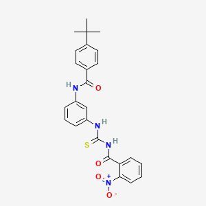 molecular formula C25H24N4O4S B3500521 N-[({3-[(4-tert-butylbenzoyl)amino]phenyl}amino)carbonothioyl]-2-nitrobenzamide 