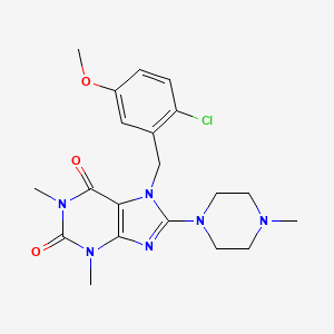 molecular formula C20H25ClN6O3 B3500532 7-(2-chloro-5-methoxybenzyl)-1,3-dimethyl-8-(4-methyl-1-piperazinyl)-3,7-dihydro-1H-purine-2,6-dione 