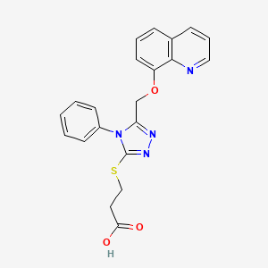 molecular formula C21H18N4O3S B3500534 3-({4-phenyl-5-[(8-quinolinyloxy)methyl]-4H-1,2,4-triazol-3-yl}thio)propanoic acid 