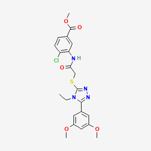molecular formula C22H23ClN4O5S B3500551 methyl 4-chloro-3-[({[5-(3,5-dimethoxyphenyl)-4-ethyl-4H-1,2,4-triazol-3-yl]thio}acetyl)amino]benzoate 