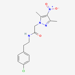 molecular formula C15H17ClN4O3 B3500558 N-[2-(4-chlorophenyl)ethyl]-2-(3,5-dimethyl-4-nitro-1H-pyrazol-1-yl)acetamide 