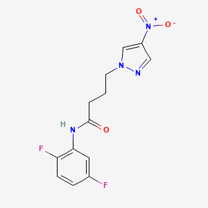 molecular formula C13H12F2N4O3 B3500624 N-(2,5-difluorophenyl)-4-(4-nitro-1H-pyrazol-1-yl)butanamide 