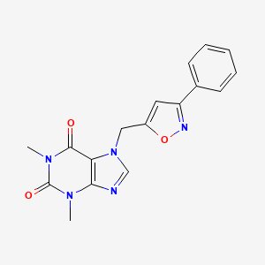 molecular formula C17H15N5O3 B3500627 1,3-dimethyl-7-[(3-phenyl-5-isoxazolyl)methyl]-3,7-dihydro-1H-purine-2,6-dione 