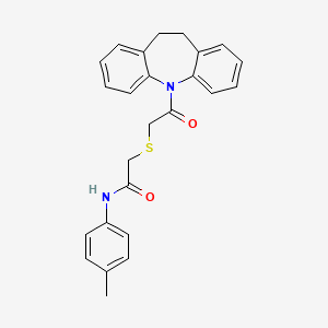 molecular formula C25H24N2O2S B3500633 2-{[2-(10,11-dihydro-5H-dibenzo[b,f]azepin-5-yl)-2-oxoethyl]thio}-N-(4-methylphenyl)acetamide 