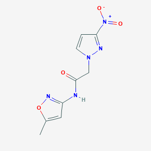 molecular formula C9H9N5O4 B3500657 N-(5-methyl-3-isoxazolyl)-2-(3-nitro-1H-pyrazol-1-yl)acetamide 