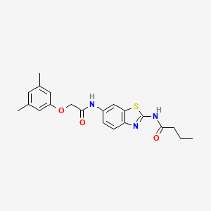 molecular formula C21H23N3O3S B3500661 N-(6-{[2-(3,5-dimethylphenoxy)acetyl]amino}-1,3-benzothiazol-2-yl)butanamide 