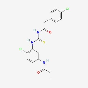 molecular formula C18H17Cl2N3O2S B3500678 N-{4-chloro-3-[({[(4-chlorophenyl)acetyl]amino}carbonothioyl)amino]phenyl}propanamide 