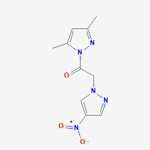 molecular formula C10H11N5O3 B3500732 3,5-dimethyl-1-[(4-nitro-1H-pyrazol-1-yl)acetyl]-1H-pyrazole 
