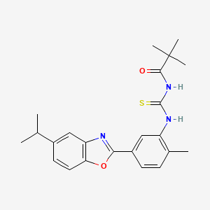 molecular formula C23H27N3O2S B3500740 N-({[5-(5-isopropyl-1,3-benzoxazol-2-yl)-2-methylphenyl]amino}carbonothioyl)-2,2-dimethylpropanamide 