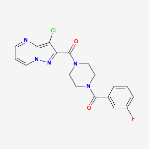 molecular formula C18H15ClFN5O2 B3500748 3-chloro-2-{[4-(3-fluorobenzoyl)-1-piperazinyl]carbonyl}pyrazolo[1,5-a]pyrimidine 