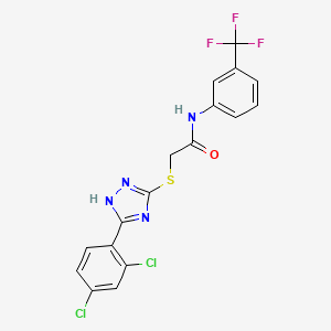 molecular formula C17H11Cl2F3N4OS B3500776 2-{[5-(2,4-dichlorophenyl)-4H-1,2,4-triazol-3-yl]thio}-N-[3-(trifluoromethyl)phenyl]acetamide 