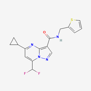 molecular formula C16H14F2N4OS B3500781 5-cyclopropyl-7-(difluoromethyl)-N-(2-thienylmethyl)pyrazolo[1,5-a]pyrimidine-3-carboxamide 