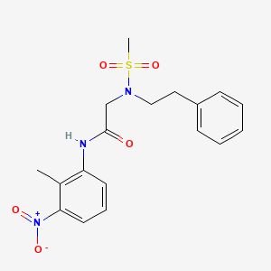 molecular formula C18H21N3O5S B3500785 N~1~-(2-methyl-3-nitrophenyl)-N~2~-(methylsulfonyl)-N~2~-(2-phenylethyl)glycinamide 
