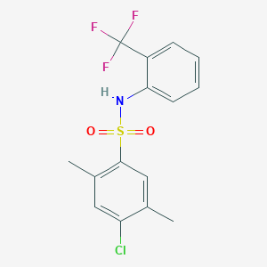 molecular formula C15H13ClF3NO2S B3500830 4-chloro-2,5-dimethyl-N-[2-(trifluoromethyl)phenyl]benzenesulfonamide 