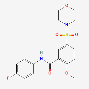 molecular formula C18H19FN2O5S B3500838 N-(4-fluorophenyl)-2-methoxy-5-(4-morpholinylsulfonyl)benzamide 