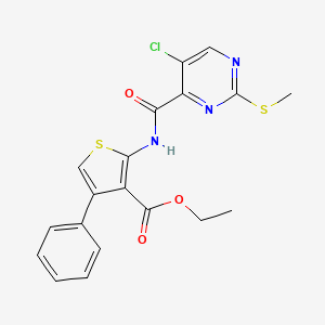 molecular formula C19H16ClN3O3S2 B3500858 ethyl 2-({[5-chloro-2-(methylthio)-4-pyrimidinyl]carbonyl}amino)-4-phenyl-3-thiophenecarboxylate 