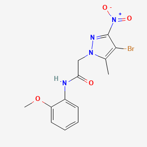 molecular formula C13H13BrN4O4 B3500876 2-(4-bromo-5-methyl-3-nitro-1H-pyrazol-1-yl)-N-(2-methoxyphenyl)acetamide 