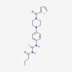 molecular formula C20H24N4O2S2 B3500880 N-[({4-[4-(2-thienylcarbonyl)-1-piperazinyl]phenyl}amino)carbonothioyl]butanamide 