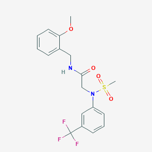 molecular formula C18H19F3N2O4S B3500884 N~1~-(2-methoxybenzyl)-N~2~-(methylsulfonyl)-N~2~-[3-(trifluoromethyl)phenyl]glycinamide 