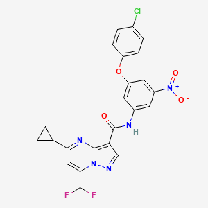 molecular formula C23H16ClF2N5O4 B3500893 N-[3-(4-chlorophenoxy)-5-nitrophenyl]-5-cyclopropyl-7-(difluoromethyl)pyrazolo[1,5-a]pyrimidine-3-carboxamide 