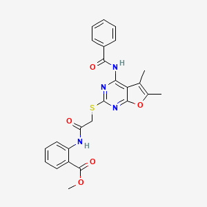 molecular formula C25H22N4O5S B3500917 methyl 2-[({[4-(benzoylamino)-5,6-dimethylfuro[2,3-d]pyrimidin-2-yl]thio}acetyl)amino]benzoate 