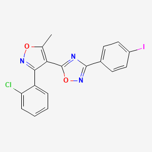 molecular formula C18H11ClIN3O2 B3500927 5-[3-(2-chlorophenyl)-5-methyl-4-isoxazolyl]-3-(4-iodophenyl)-1,2,4-oxadiazole 
