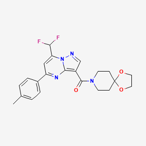 molecular formula C22H22F2N4O3 B3500942 8-{[7-(difluoromethyl)-5-(4-methylphenyl)pyrazolo[1,5-a]pyrimidin-3-yl]carbonyl}-1,4-dioxa-8-azaspiro[4.5]decane 