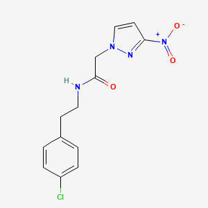 molecular formula C13H13ClN4O3 B3500945 N-[2-(4-chlorophenyl)ethyl]-2-(3-nitro-1H-pyrazol-1-yl)acetamide 
