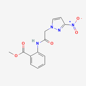molecular formula C13H12N4O5 B3500974 methyl 2-{[(3-nitro-1H-pyrazol-1-yl)acetyl]amino}benzoate 