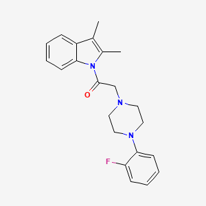 molecular formula C22H24FN3O B3500998 1-{[4-(2-fluorophenyl)-1-piperazinyl]acetyl}-2,3-dimethyl-1H-indole 