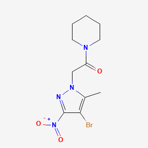 molecular formula C11H15BrN4O3 B3501045 1-[(4-bromo-5-methyl-3-nitro-1H-pyrazol-1-yl)acetyl]piperidine 