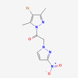molecular formula C10H10BrN5O3 B3501058 4-bromo-3,5-dimethyl-1-[(3-nitro-1H-pyrazol-1-yl)acetyl]-1H-pyrazole 