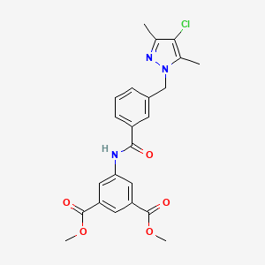 molecular formula C23H22ClN3O5 B3501060 dimethyl 5-({3-[(4-chloro-3,5-dimethyl-1H-pyrazol-1-yl)methyl]benzoyl}amino)isophthalate 