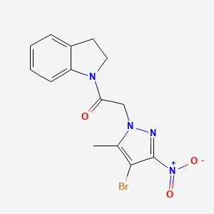 molecular formula C14H13BrN4O3 B3501062 1-[(4-bromo-5-methyl-3-nitro-1H-pyrazol-1-yl)acetyl]indoline 