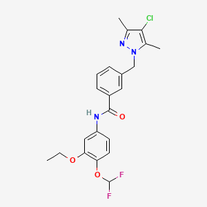 molecular formula C22H22ClF2N3O3 B3501076 3-[(4-chloro-3,5-dimethyl-1H-pyrazol-1-yl)methyl]-N-[4-(difluoromethoxy)-3-ethoxyphenyl]benzamide 